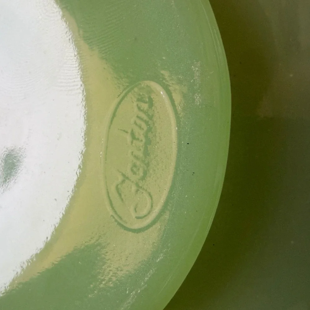 Vintage Fenton Jadeite Bowl 9 in Smooth Rim Glassware Mid Century Modern Kitchen
